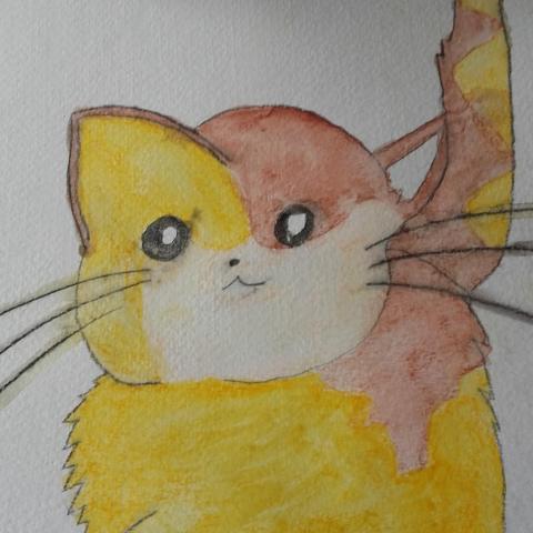troc de  "Kawaii Cat - 2" - Aquarelle 2016 - (Chat), sur mytroc
