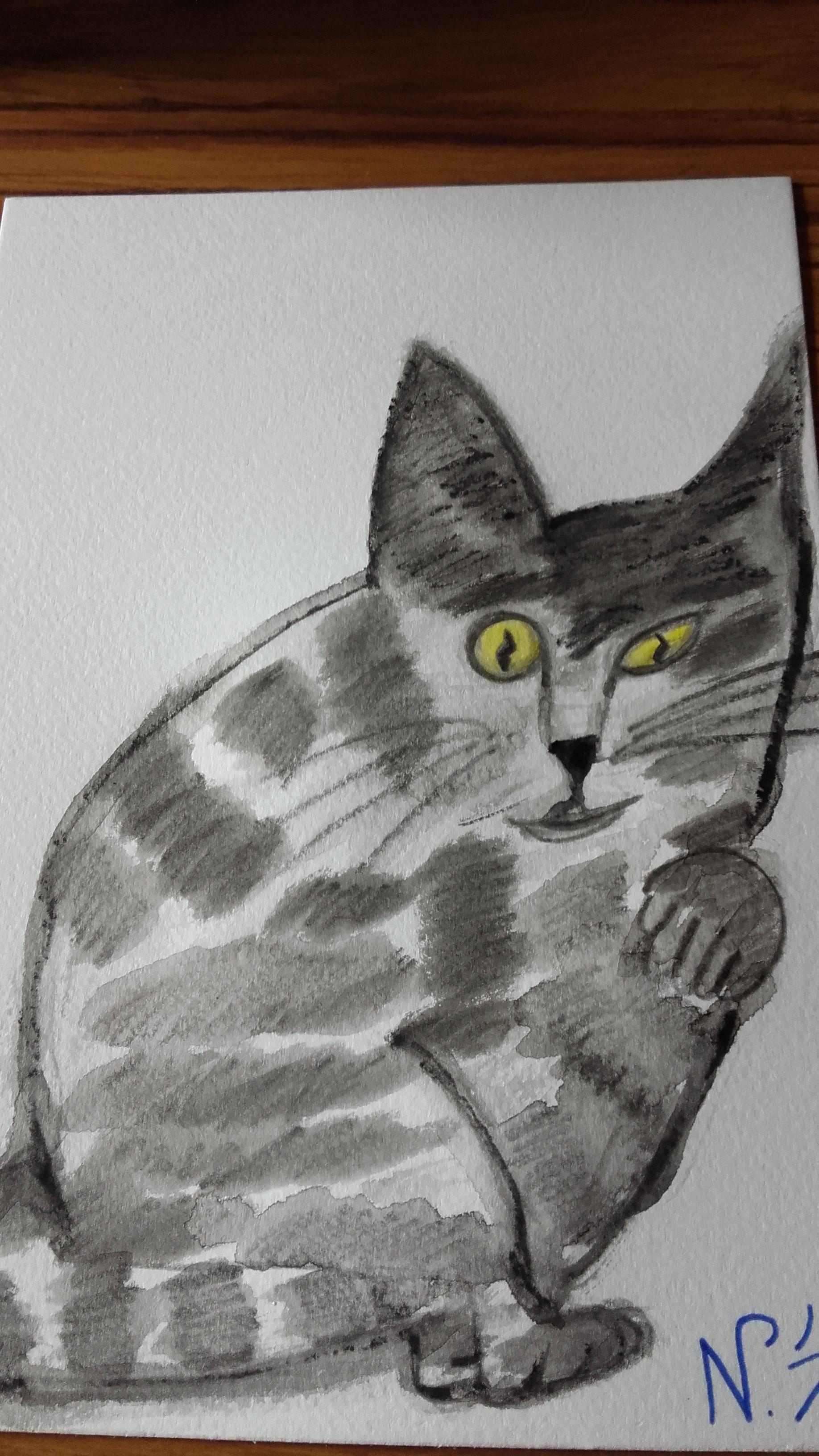 troc de troc "black cat" - aquarelle 2016 - (chat) image 0