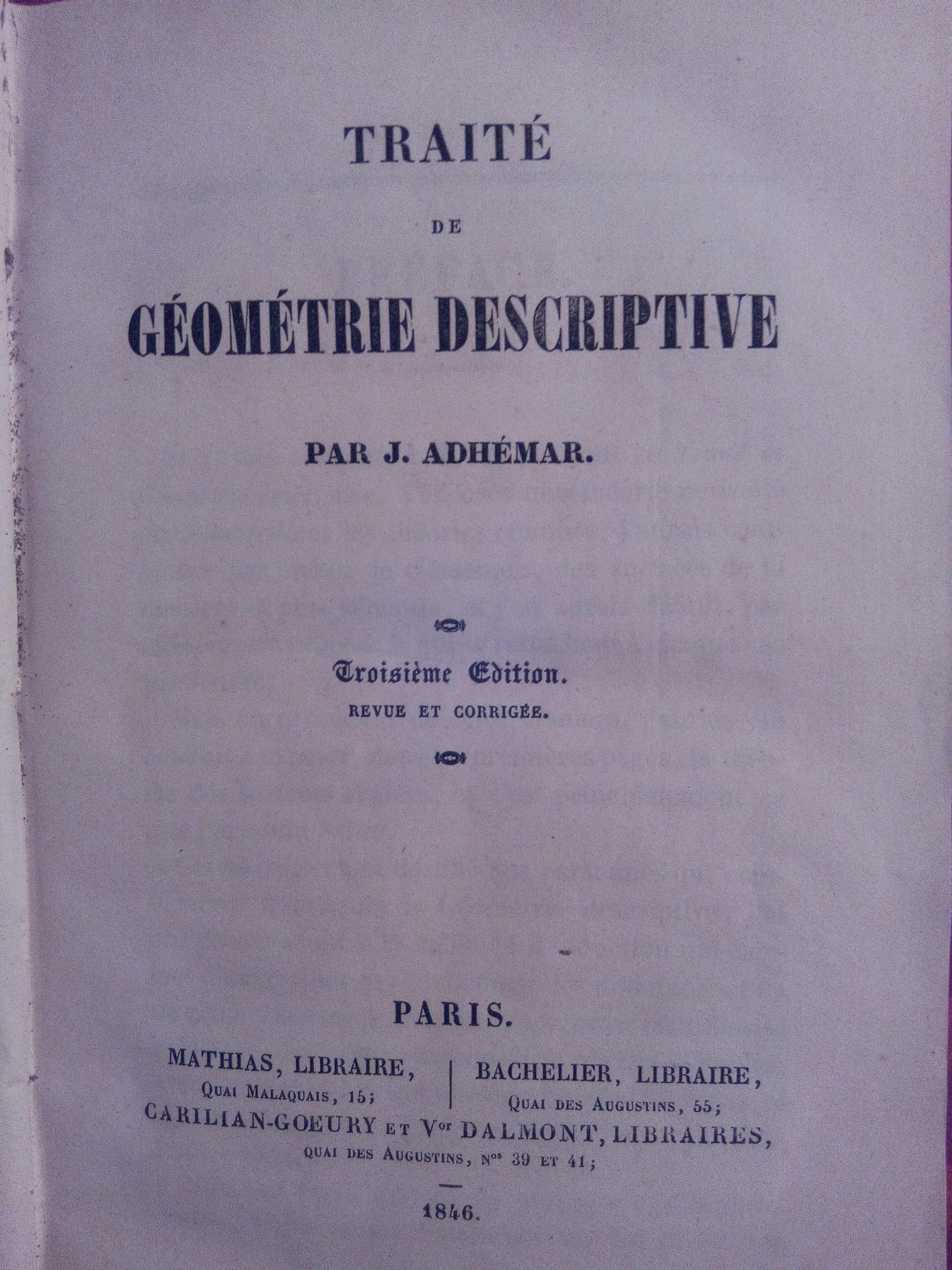 troc de troc livre "traité de géométrie descrptive" image 0